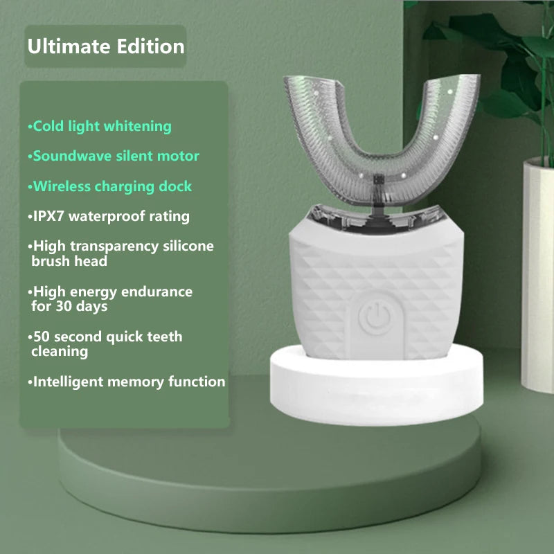 מברשת שיניים חשמלית אלחוטית חדשה מסיליקון לשנת 2026, עמידה למים, אוטומטית, אולטרסאונד, בצורת U, לשימוש ביתי, נסיעות