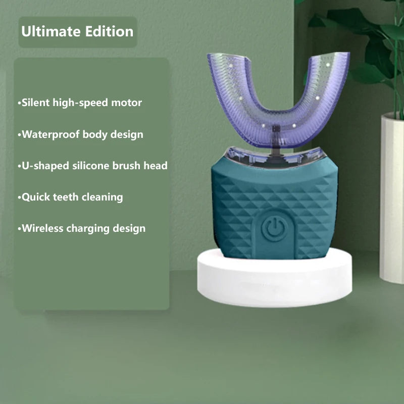 מברשת שיניים חשמלית אלחוטית חדשה מסיליקון לשנת 2026, עמידה למים, אוטומטית, אולטרסאונד, בצורת U, לשימוש ביתי, נסיעות