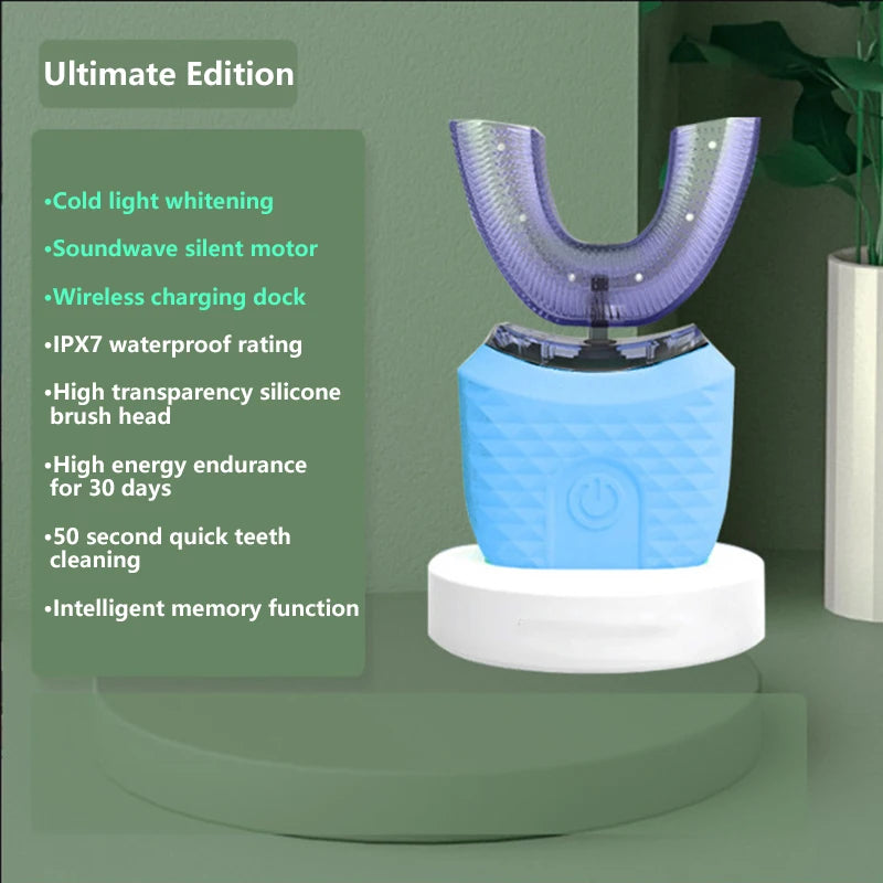 מברשת שיניים חשמלית אלחוטית חדשה מסיליקון לשנת 2026, עמידה למים, אוטומטית, אולטרסאונד, בצורת U, לשימוש ביתי, נסיעות