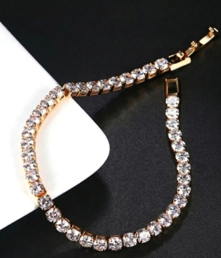 צמיד טניס מכסף 925 ומזהב 925