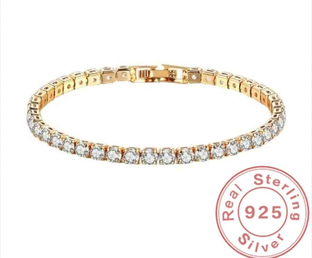 צמיד טניס מכסף 925 ומזהב 925